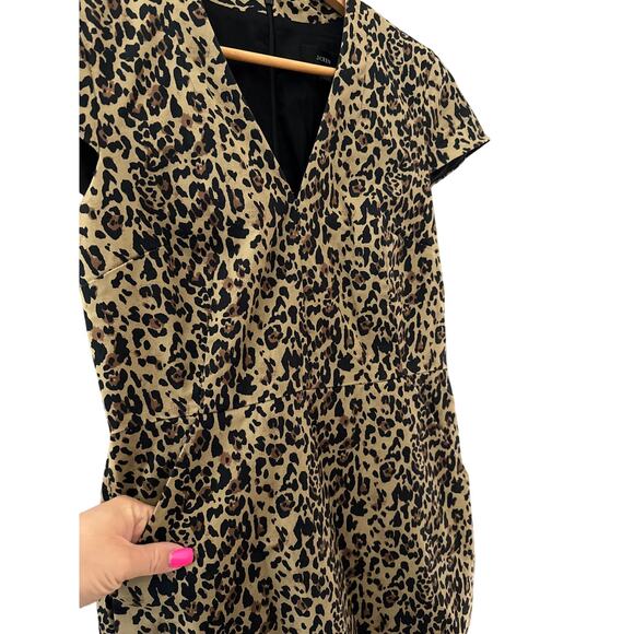 J.‎ Crew Leopard Print V-Neck Cap Sleeve Shift Dress Size 8 - Picture 9 of 13